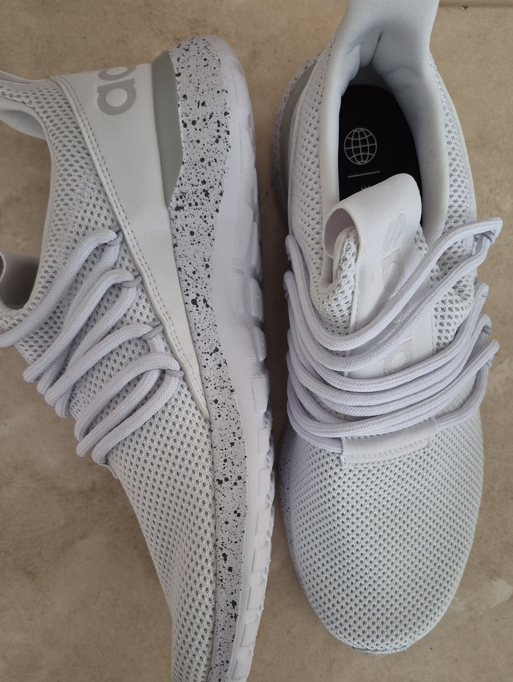 adidas Men  White Mesh Athletic Sneakers with Speckled Midsole